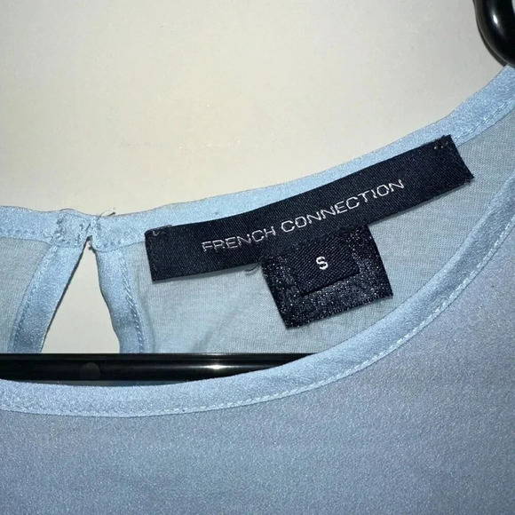 French Connection Women's Color Block Blue & White Mixed Media Shirt Sz S - Picture 3 of 6